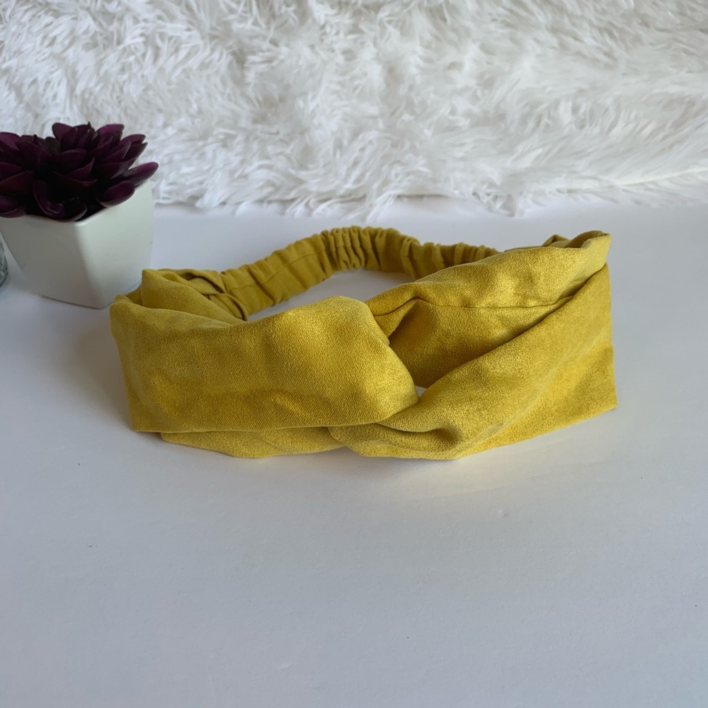 $5 FINAL SALE! Yellow Elastic Faux Suede Turban Style Headband